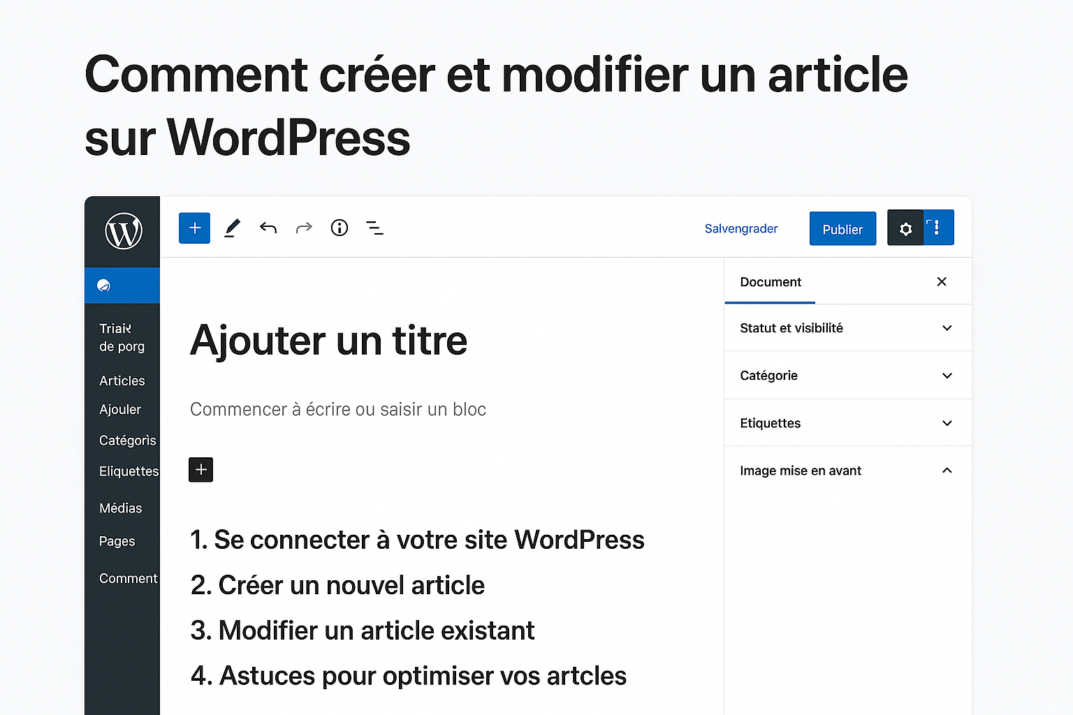 test 2Comment créer et modifier un article sur WordPress : guide pratique pour débutants